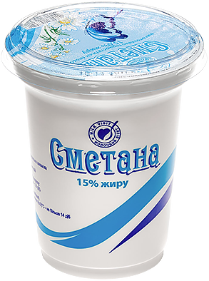 Сметана МОЛОЧНИЙ ВІЗИТ 15% жиру, стакан 340г